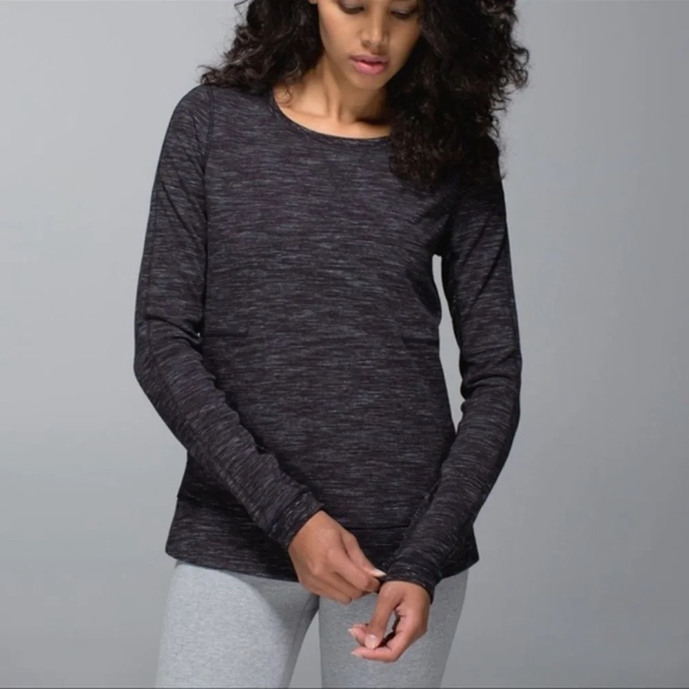 LULULEMON Exhalation Pullover II‎ Sweatshirt Marled Black Long Sleeve Size 6